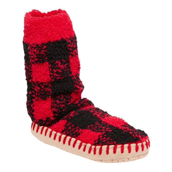 Old Navy Cozy Red Buffalo Plaid Slipper Socks - Picture 1 of 4